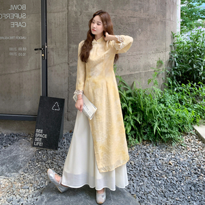 新中式印花罩衫半身裙套装女2025年春秋季新款国风复古显瘦两件套图片
