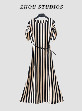 女装连衣裙裙子显瘦气质长裙时尚夏季条纹-15122