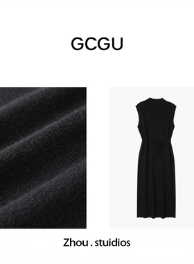 黑色女装连衣裙气质长裙针织时尚无袖-12059