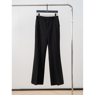 13306 休闲黑色 微喇阔腿裤 高腰直筒时尚