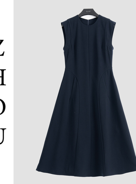 藏青色高端轻奢连衣裙-20075