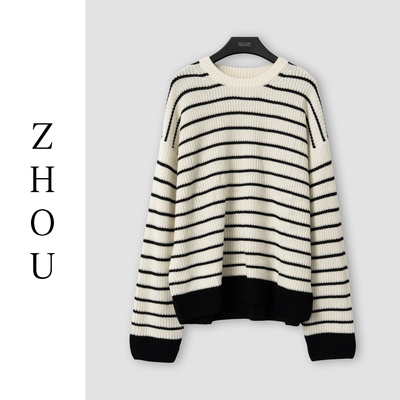 （周哥甄选）黑白条纹上衣-33074