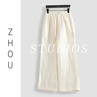 米白色极简风百搭裤子-16212