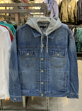 正品班尼路秋冬男装休闲连帽水洗百搭牛仔夹克外套男8821307M672