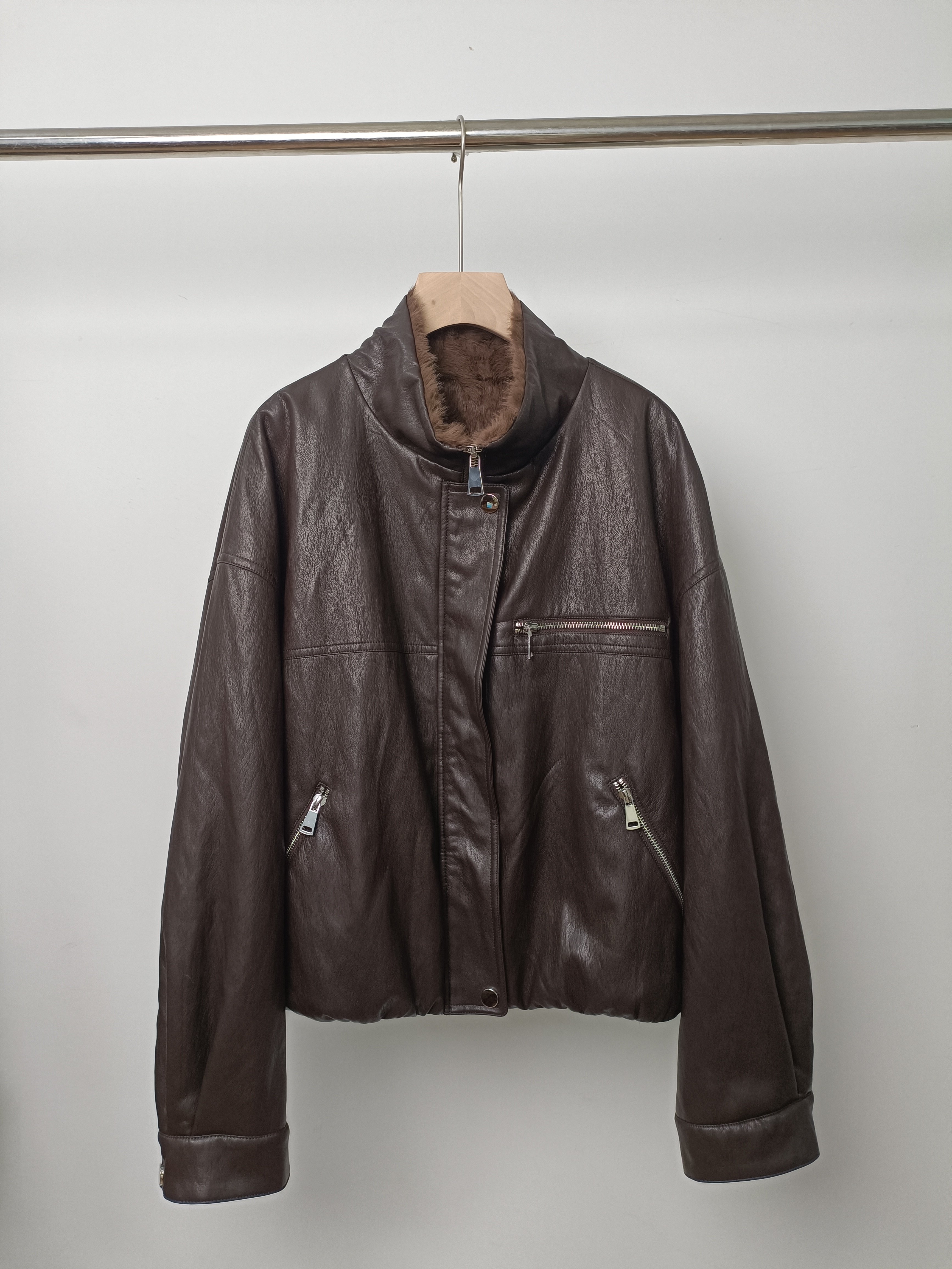 机车风皮毛一体外套短款皮衣夹克女士2025今年流行爆款上衣穿搭