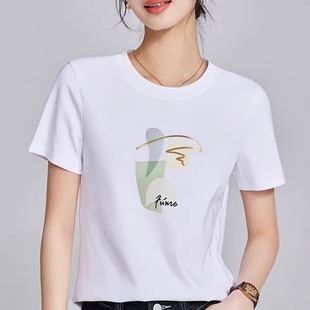 丝光棉2025夏季 设计感白色t恤女小众设计感上衣休闲体恤 新款 短袖