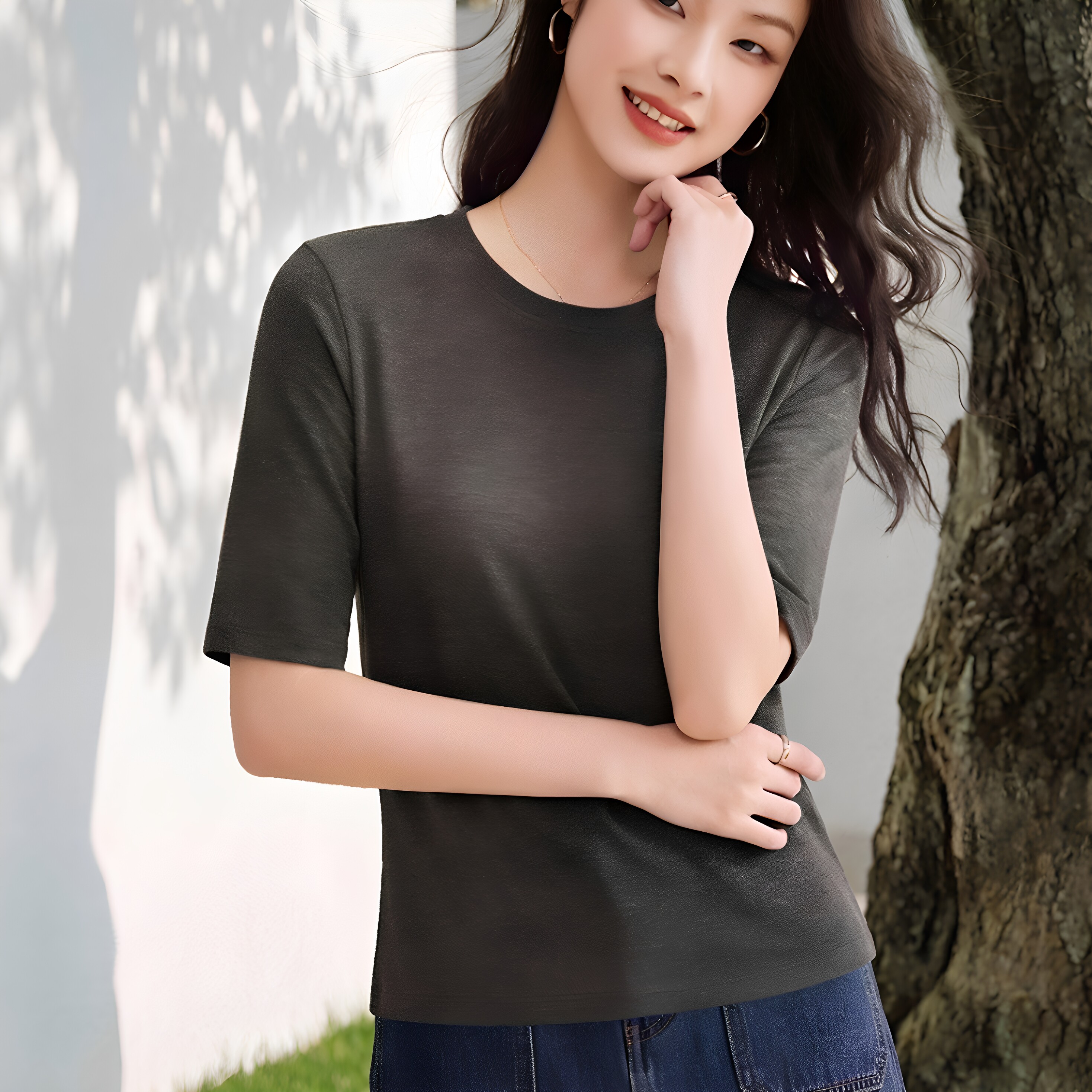 静奢显瘦薄款打底T恤女新款