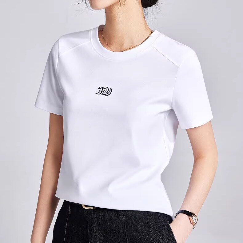 收腰显瘦百搭设计感丝光棉上衣女