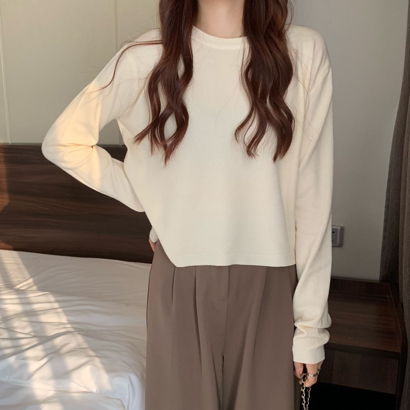 秋冬季打底套头宽松慵懒外搭针织毛衣大码胖mm感外穿上衣女1120n