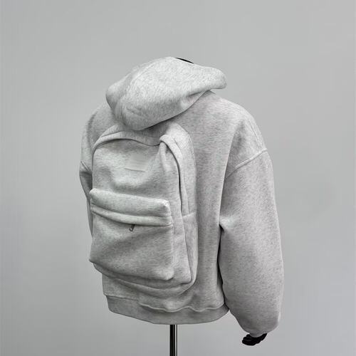 开衫连帽卫衣书包装饰外套男女秋冬潮牌情侣装拉链上衣服休闲外衣