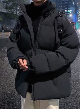 2025秋冬季黑色棉衣男士小棉袄加厚情侣ins百搭棉服立领保暖外套