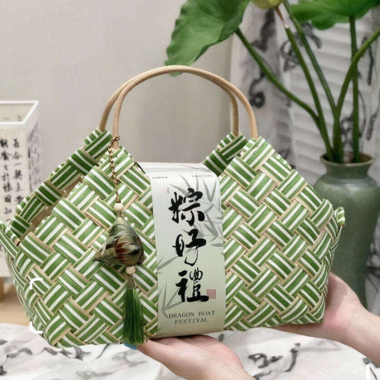 新中式端午节礼盒粽子手提篮烘焙特产咸鸭蛋端阳茶叶送礼高档礼盒