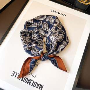 春秋腰果花真丝丝巾小方巾女桑蚕丝围巾潮牌街头嘻哈男50cmx50cm