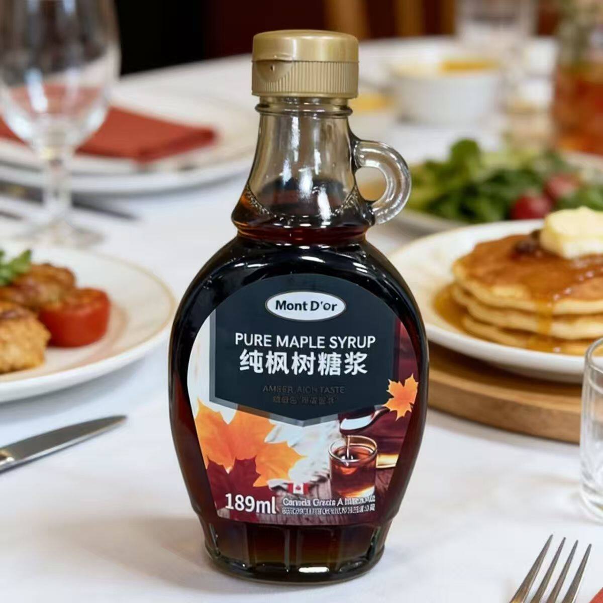 Mont D'or加拿大枫糖浆189ml原装进口纯枫树糖浆咖啡冲饮烘焙原料