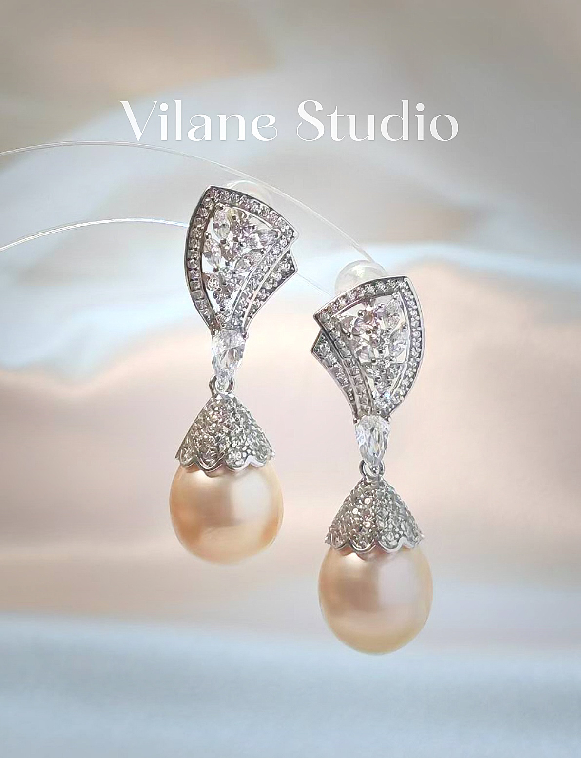 天然南洋金珠椭圆中金纯银耳钉耳坠10-11