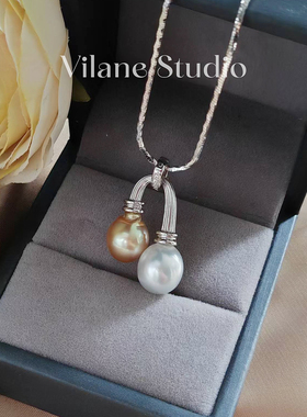 海水澳白金珠水滴纯银万能扣吊坠浓金炫彩金彩虹金茶金