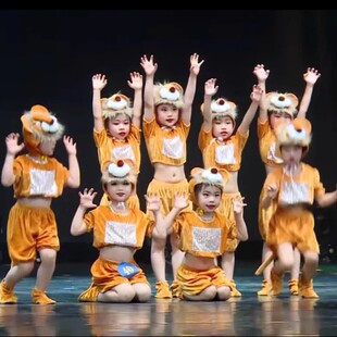六一儿童小狮子演出服幼儿园动物舞蹈服呱呱练习曲太空狮子表演服