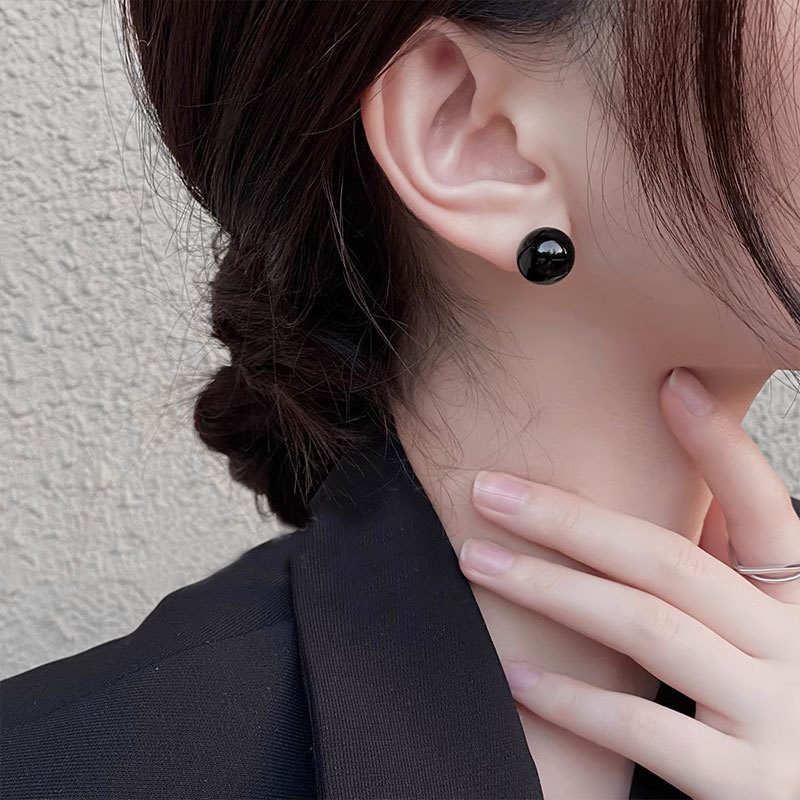 黑色珍珠耳钉S925银针
