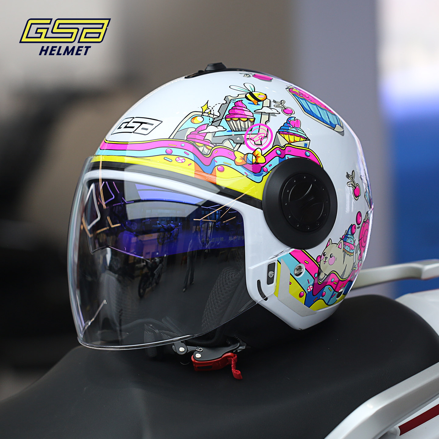 GSB G-233儿童头盔四季通用半盔秋冬季3C认证电动摩托车安全帽