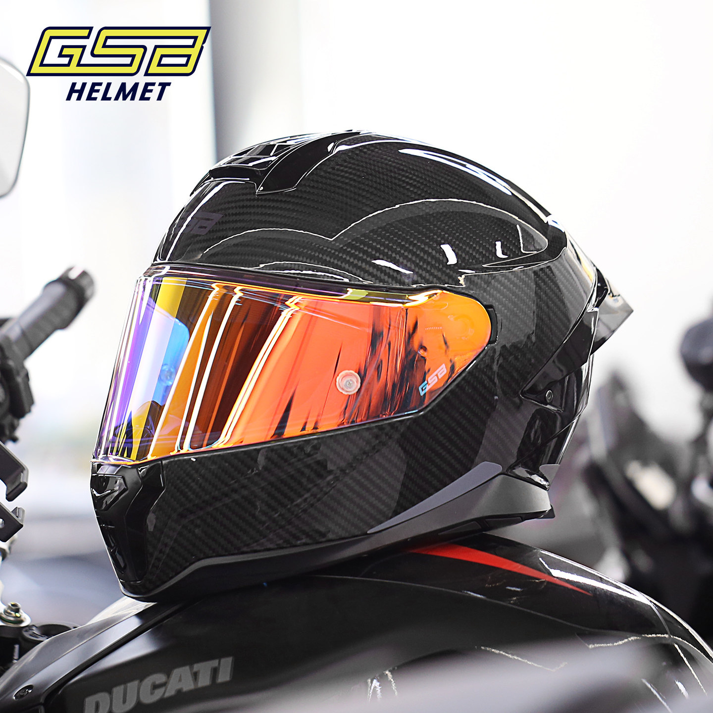 GSB摩托车头盔男女全覆式机车个性S-365Pro赛车安全头盔全盔骑行
