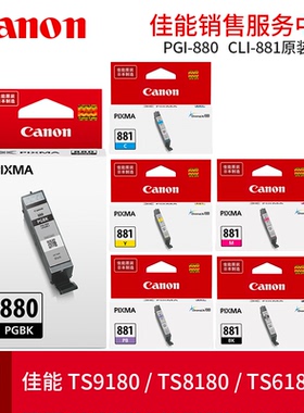 佳能PGI-880PGBK原装CLI-881BK C M Y PB墨盒TS 708t 6280 6380 8180 8280 8380 9180 TR8580 9580打印机墨水