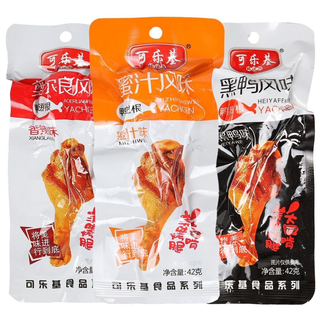 蜜汁味鸭翅根黑鸭奥尔良卤香辣味鸭腿即食夜宵解饿充饥解馋小零食