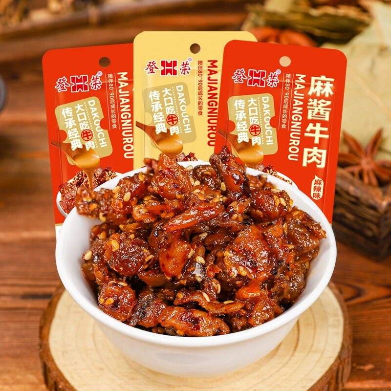 手撕鸡肉丝秘汁五香麻辣条爽口鸡麻酱鸡牛肉登荣网红解馋小吃零食