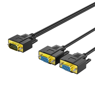 一分二串口线DB9针RS232COM口线一母头分二公头一公两母0.5米1米3