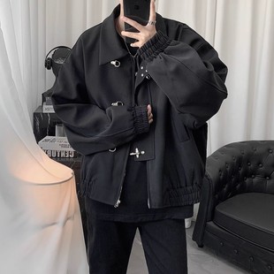 发型师潮牌短款外套男秋冬款高级感痞帅vintage美式暗黑工装夹克