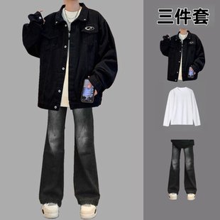 春秋季男士牛仔外套韩版青少年宽松时尚帅气潮牌日系百搭休闲夹克