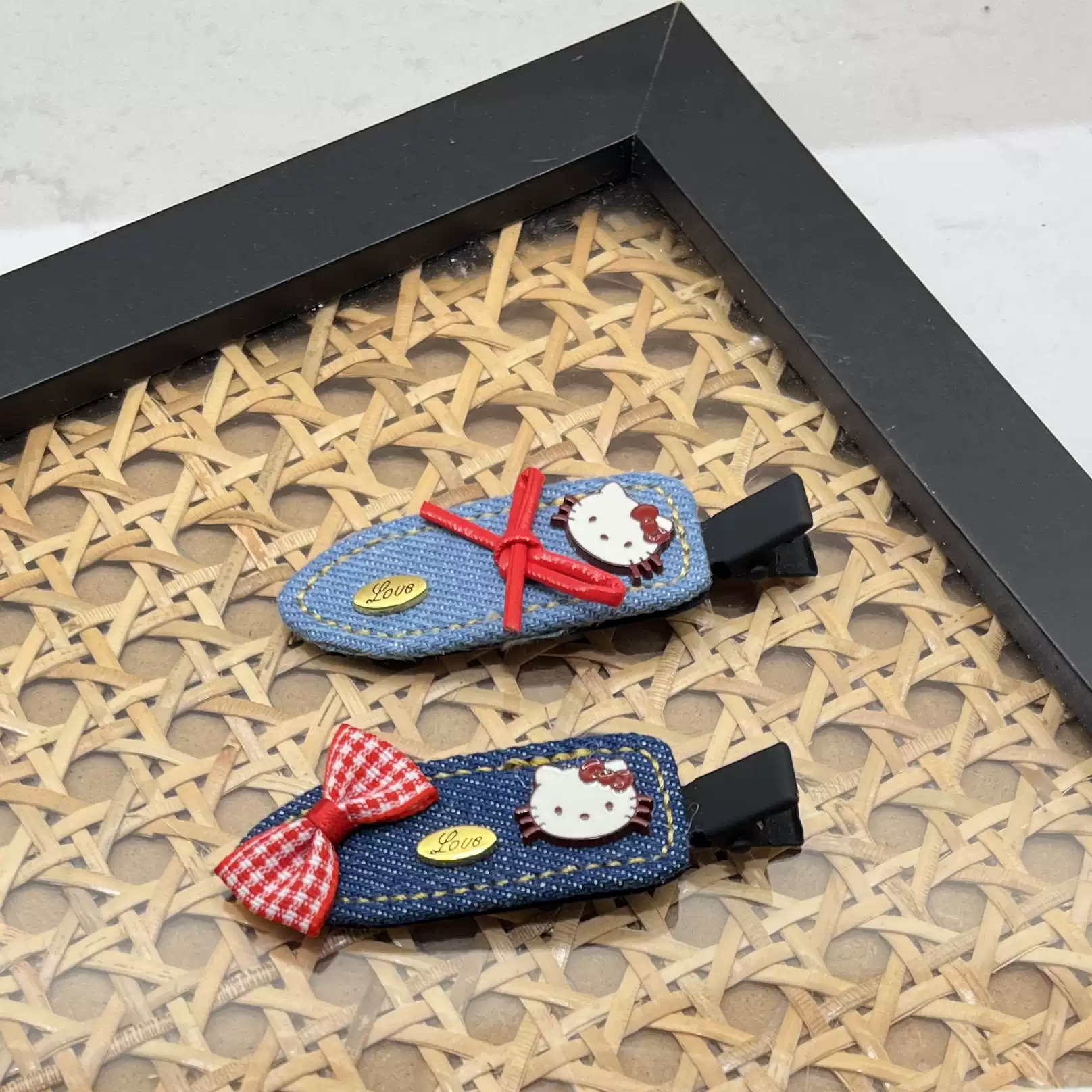 韩国东大门无痕可爱KT猫发夹女高级感时尚洋气牛仔高颅顶发卡头饰