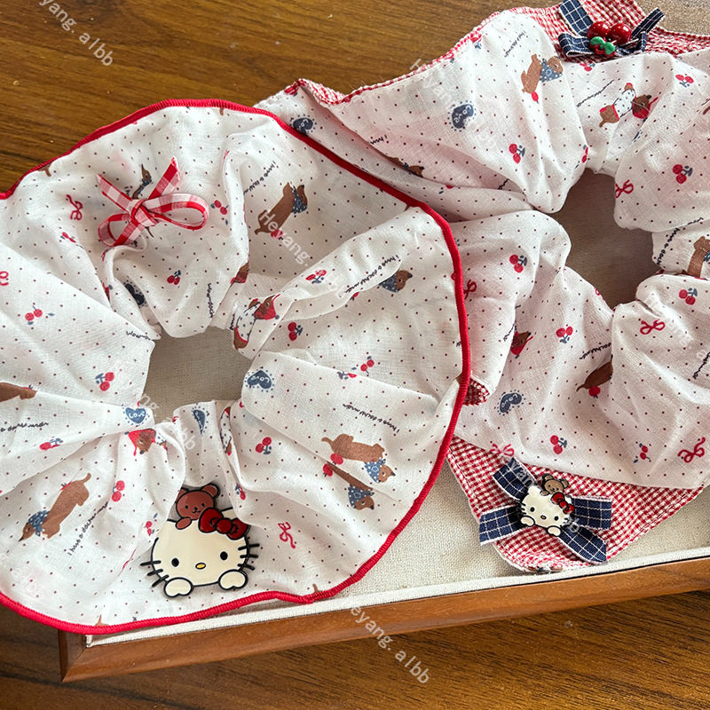 新款卡通猫咪大肠发圈碎花波点可爱少女心方巾绑马尾头圈发饰,饰品/流行首饰/时尚饰品新,发饰,淘宝优惠券,粉丝福利购,淘宝优惠卷