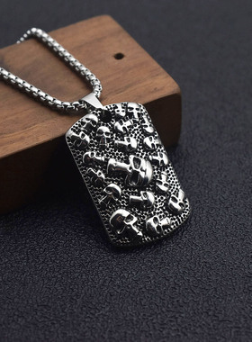 复古朋克骷髅头不锈钢男士项链