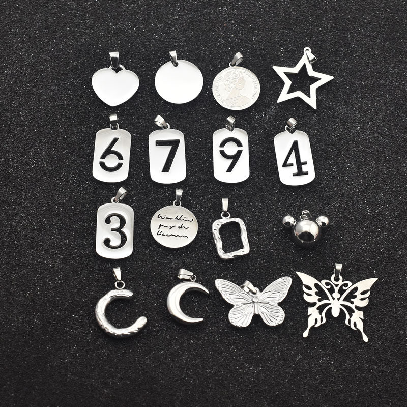 钛钢项链吊坠数字五角星桃心单吊坠diy配件不锈钢挂件瓜子扣吊坠,饰品/流行首饰/时尚饰品新,项坠/吊坠,淘宝优惠券,粉丝福利购,淘宝优惠卷