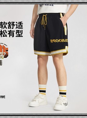李宁男子冰感反伍短裤宽松运动舒适吸湿排汗篮球五分裤AKSV193