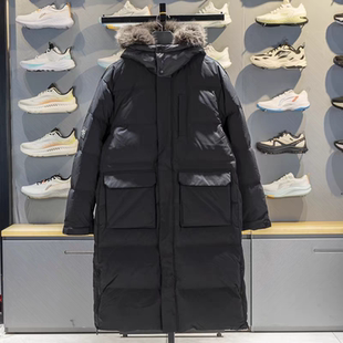 80%鸭绒保暖宽松连帽外套AYMV343 新品 李宁男子长款 羽绒服2025冬季