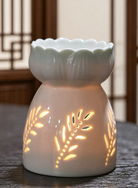 中号陶瓷香薰炉室内蜡烛香薰灯复古家用香熏炉卧室防干烧精油灯