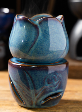 陶瓷防干烧熏香灯香薰炉 室内蜡烛灯精油灯 家用居室香粉沉香檀香