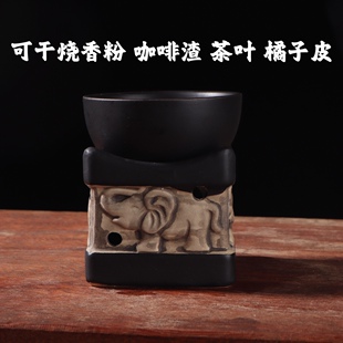 陶瓷泰国象香薰灯室内蜡烛灯香粉茶叶咖啡渣烘烤精油按摩加热