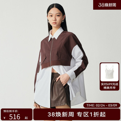 H·GENTEEL荷高新秋装女假两件拼接撞色长袖衬衫GUD33630678