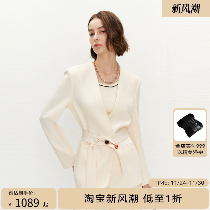 【商场同款】HPLY荷比俪夏季新款女无领H廓形外套HME22520008T