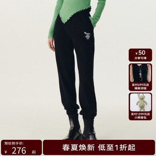 女松紧腰拼接兔子图案卫裤 HYD11410100 新款 HPLY荷比俪春季