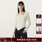 HMD11650205 女镂空领花边不规则针织衫 HPLY荷比俪春季 新款