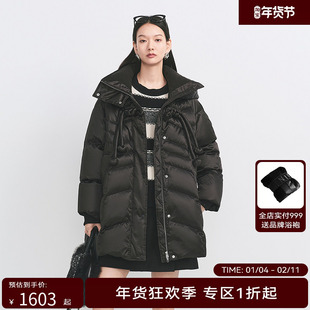 【商场同款】HPLY荷比俪冬季新款女盘扣新中式A型连帽羽绒服