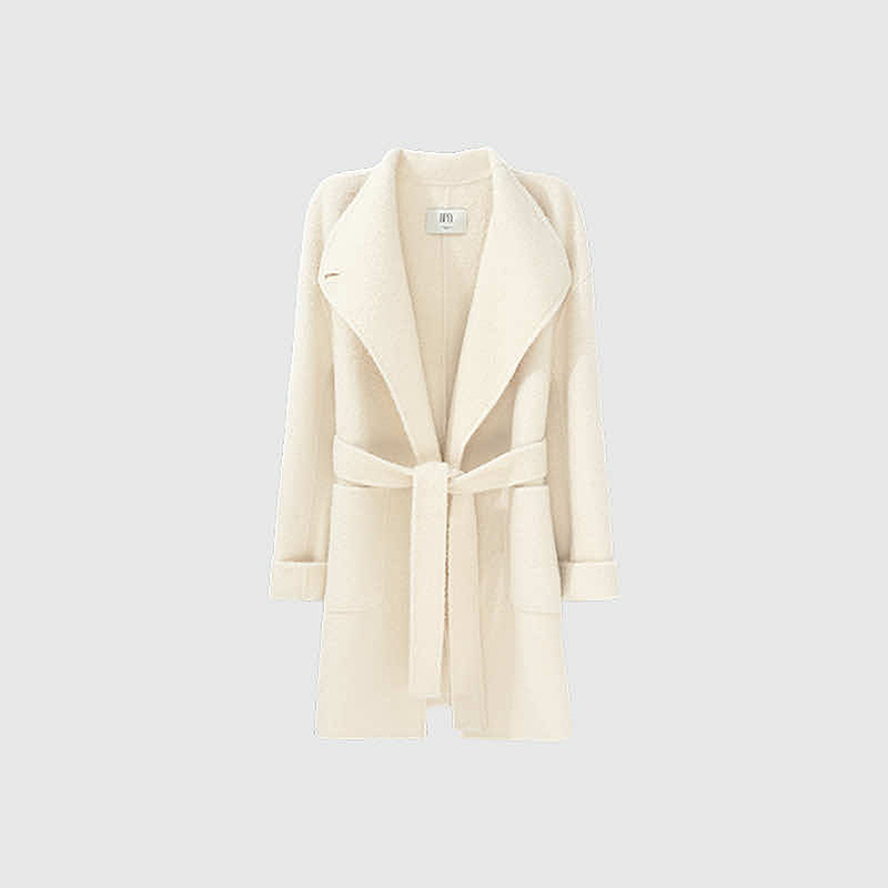 【商场同款】HPLY荷比俪冬季新款女圈圈绒感连帽系带斗篷大衣