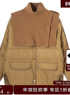 H·GENTEEL荷高新款冬装女宽松V领摩登亮面羽绒服GUE43560831