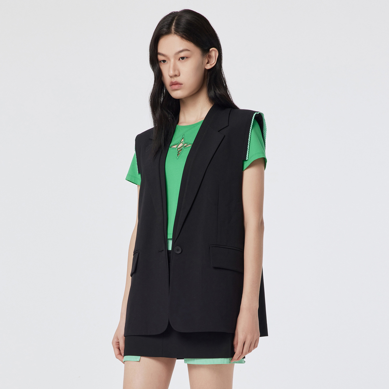 H.GENTEEL荷高年新款夏装女直筒廓形撞色边缘马甲GCD21660596