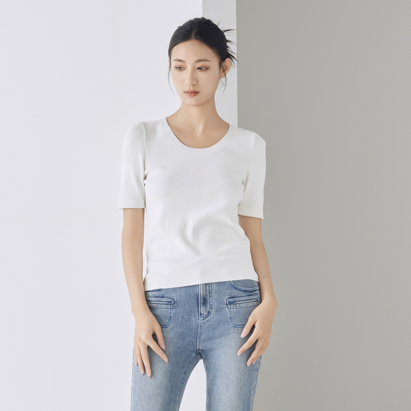 HPLY荷比俪女装新品简约圆领毛针织衫HMC35650200-1