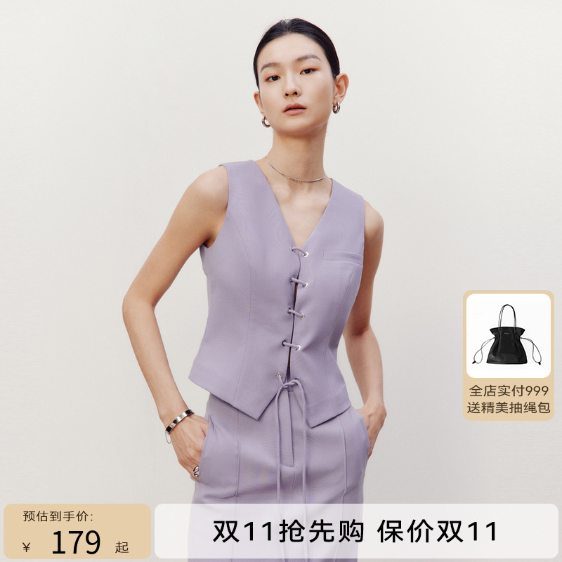 HPLY荷比俪春季新款女帅气收腰抽绳西装马甲HDD11660020