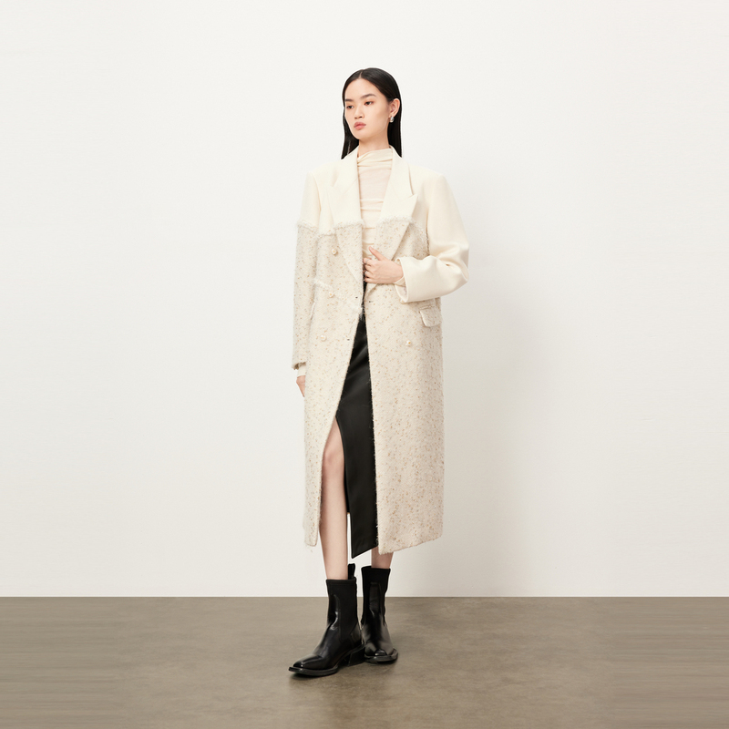 【商场同款】HPLY荷比俪冬季新款质感拼料大衣